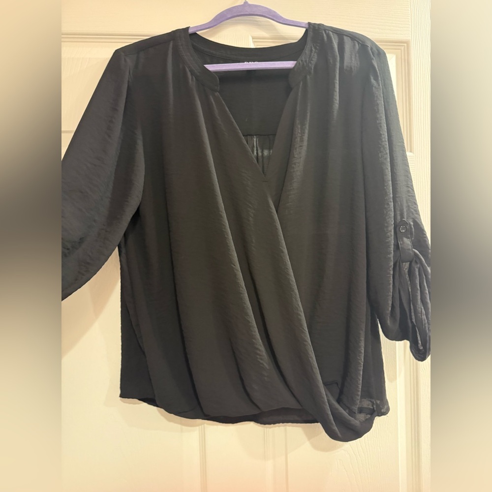 a.n.a Black Wrap Blouse